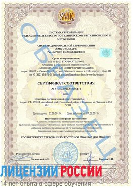 Образец сертификата соответствия Ростов Сертификат ISO 22000