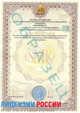 Образец сертификата соответствия (приложение) Ростов Сертификат ISO 13485