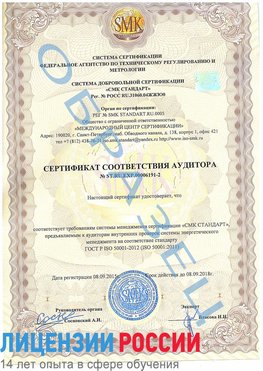 Образец сертификата соответствия аудитора №ST.RU.EXP.00006191-2 Ростов Сертификат ISO 50001
